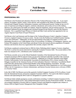 CV for Neil Broom Expert Witness in Computer Forensics Investigations in Cleveland